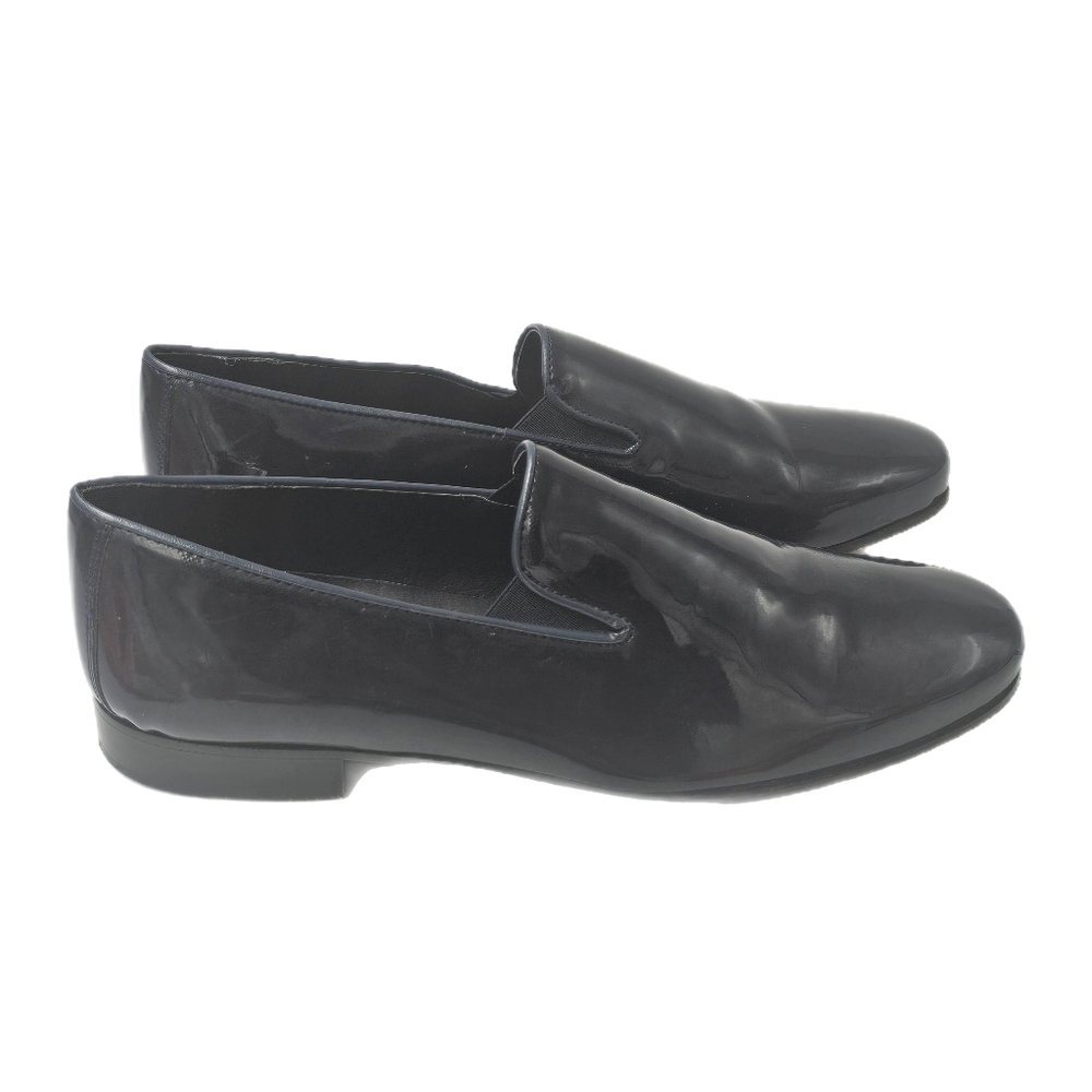Duca by Matiste Navy Patent Leather Smoking Slipper Loafers Almond Toe Size 40 E